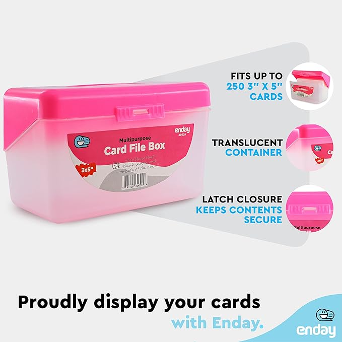 Enday Index Card Holder Pink, 3x5 Note Flash Card Organizer Case, Index Card - Image 4