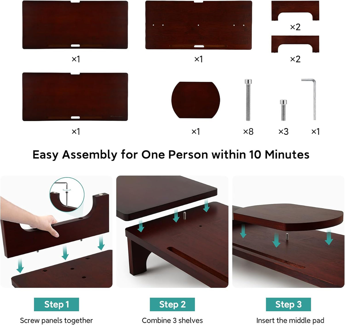 Nnewvante Bamboo Monitor Riser, 60 inch Upgrade Height Large TV Riser