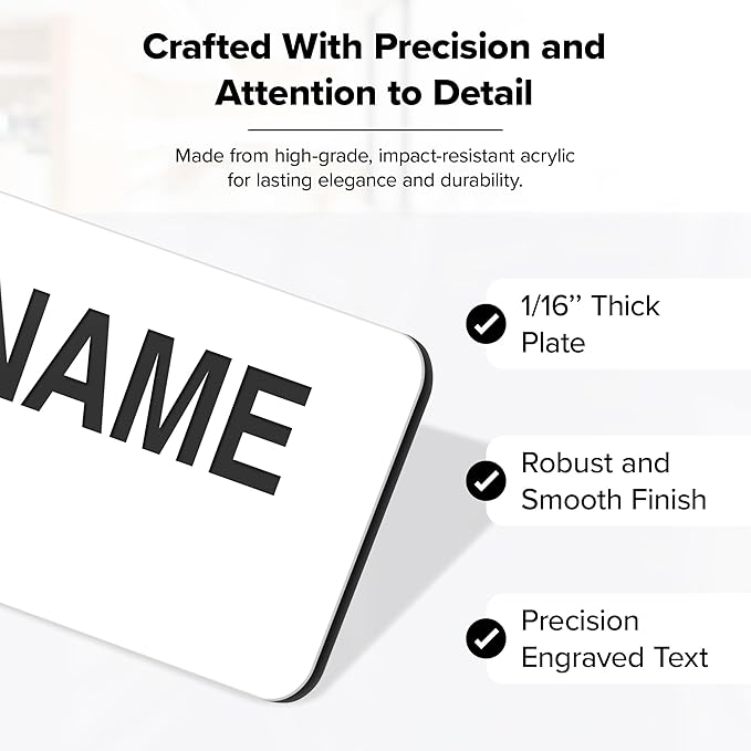 Custom Engraved Name Tags, Magnetic White Name Tags, Personalized Name Tags - Image 3