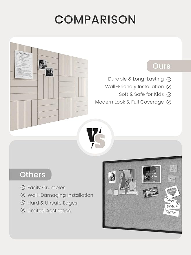Bumusty Large Cork Board Alternative-47 x35 Felt Bulletin Board Tiles, - Image 7