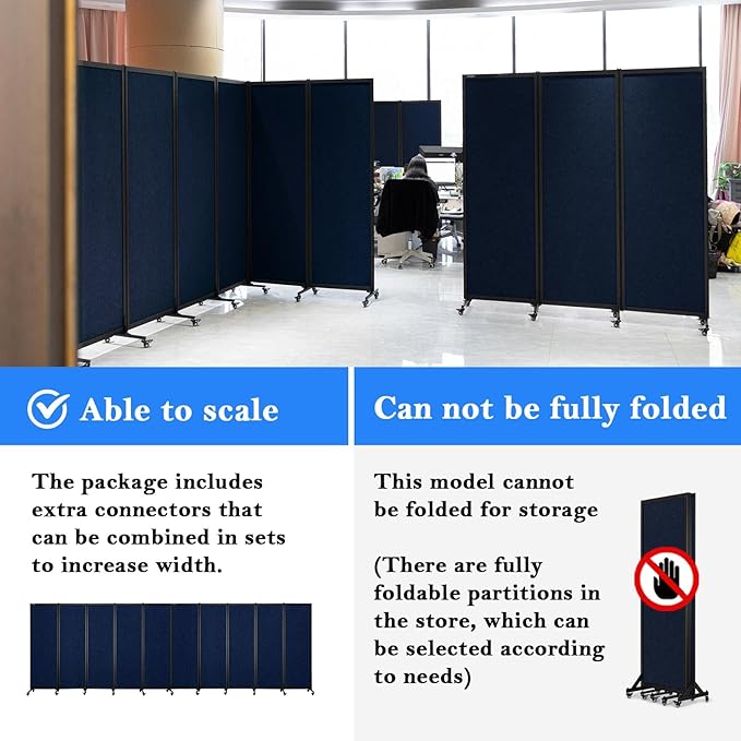 Upgrade Version Room Partition and Divider, Freestanding Rolling Dividers - Image 4