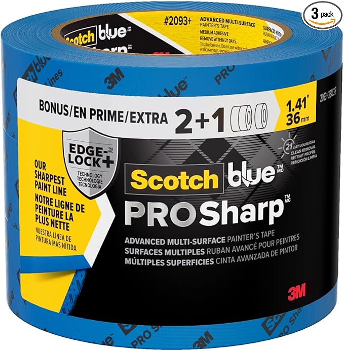 ScotchBlue PROSharp Painter's Tape 1.5 Inch Wide 3 Rolls Blue Tape Protects by ScotchBlue
