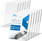 EHWINE 12 Pack Acrylic Sign Holder 8.5 x 11, L Shape Clear Plastic Display Stand by EHWINE