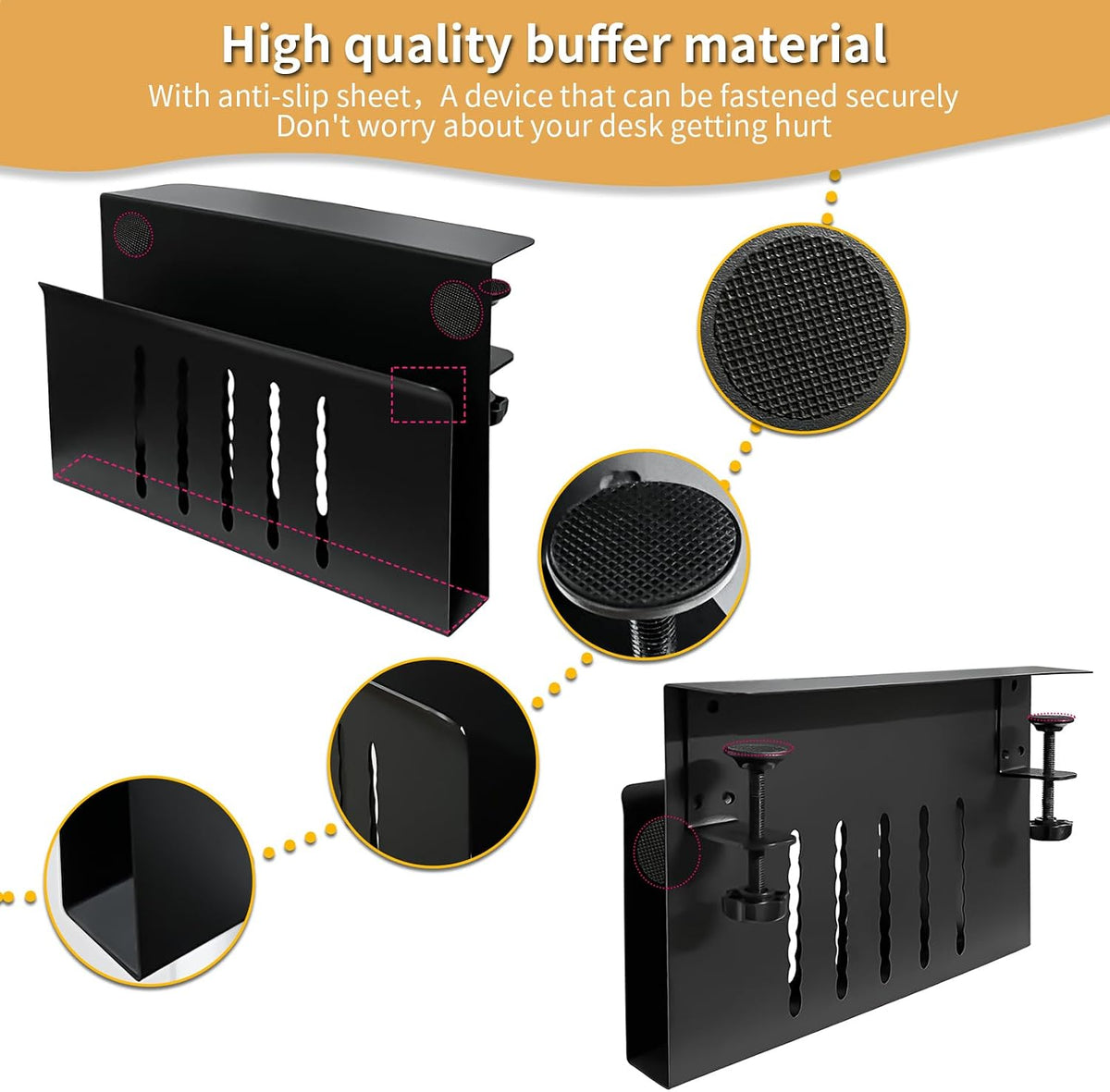 Desk Side Storage, Under Desk Storage, No Drill Steel Hanging Desk Organizer,...