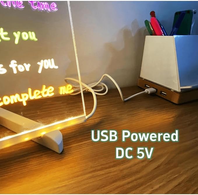 Led Note Board with Colors, 12” X 8” Acrylic Led Light Up Message Board - Image 5