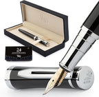 Wordsworth & Black Fountain Pen Set, Bent Nib, Includes 24 Pack Ink Cartridges by WordsworthBlack