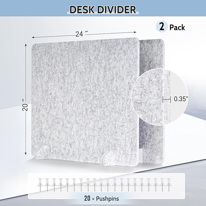 AMUSIGHT 2 Pack Acoustic Desk Dividers - Image 2