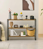 HCHQHS 3-Tier Rustic Wood and Metal Industrial Bookshelf - Image 6