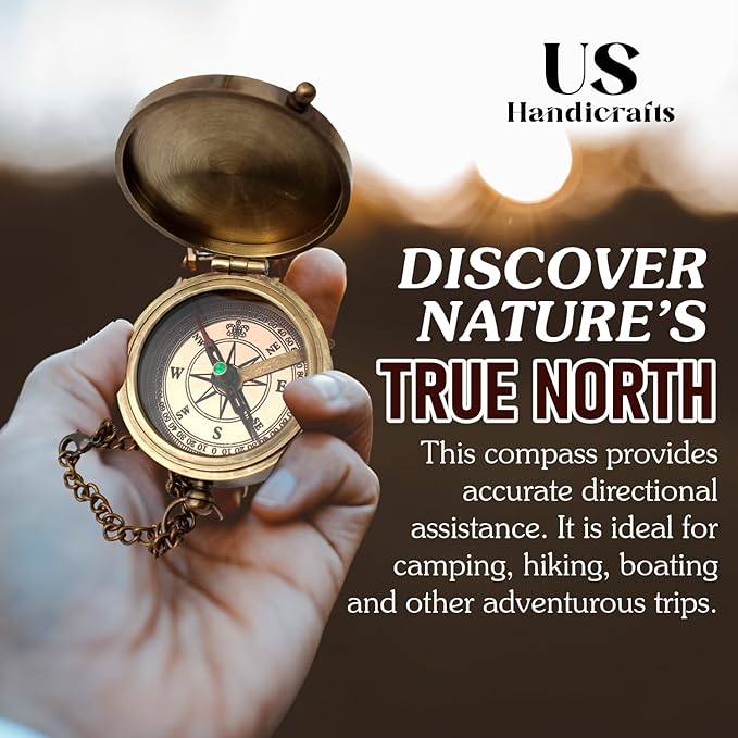Be Strong and Courageous, Do Not Be Afraid Brass Engraved Compass - Image 3