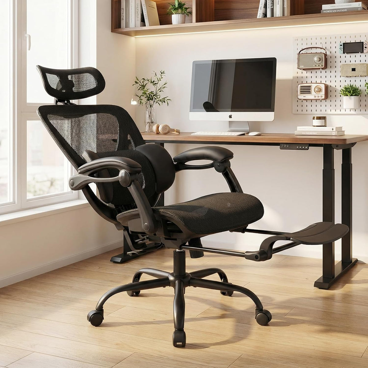 MALOL Ergonomic Mesh Office Chair with Footrest, Executive High Back Computer...