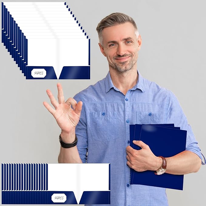 Jutom 50 Pcs 2 Pocket Glossy Paper Folders Glossy Paper Laminated Portfolios - Image 4