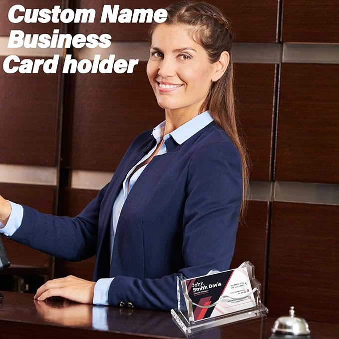 HJX Custom Business Card Holder Desk-Personalized Engraved Wooden Business Card - Image 6