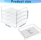 paper organizer letter tray, 4-pack acrylic file organizer, front angle view