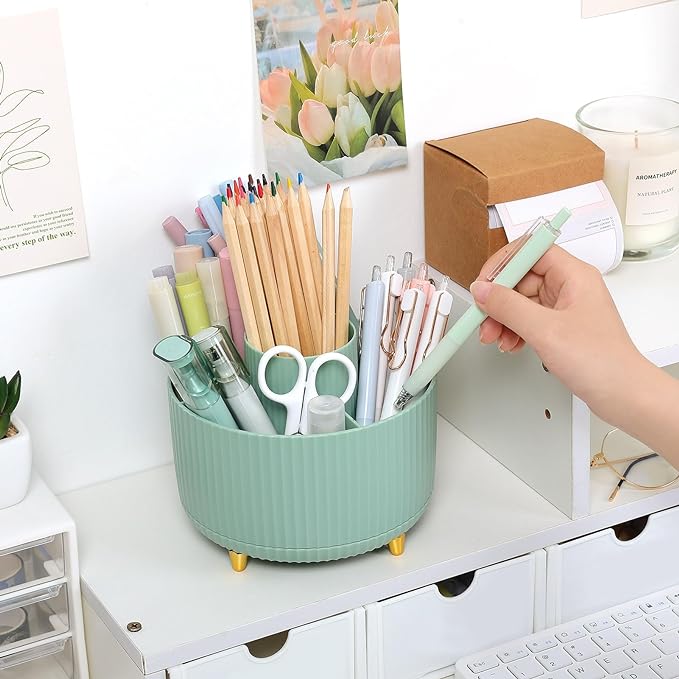 SKYDUE 360 Degree Rotating Desk Organizer, Dual-Purpose Pencil Pen Holder - Image 2