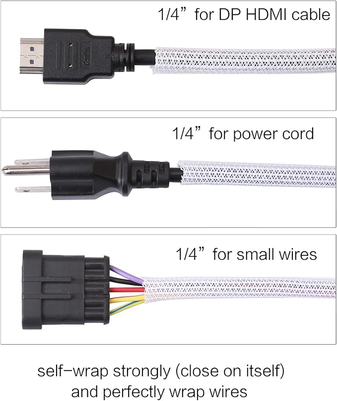 Alex Tech 25ft - 1/4 inch Cord Protector Wire Loom Tubing Cable Sleeve Split - Image 3