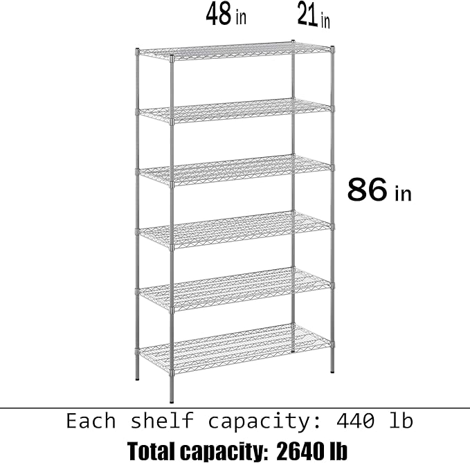 Regal Altair 21" Deep x 48" Wide x 86" Height Wire Shelving Kit | 6-Tier | NSF - Image 3