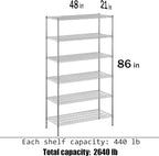 Regal Altair 21" Deep x 48" Wide x 86" Height Wire Shelving Kit | 6-Tier | NSF - Image 3