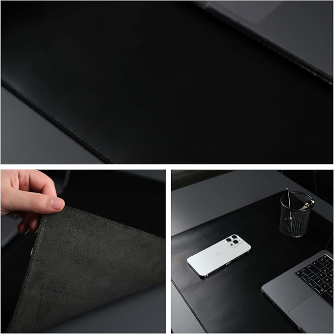 TORONATA Jersey Genuine Calfskin Leather Desk Pad, Office Desk Mat - Image 6