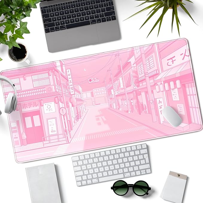 Pink Desk Mat Tokyo Street Desk Mat Anime Japanese Mouse Pad XL Kawaii Large - Image 2