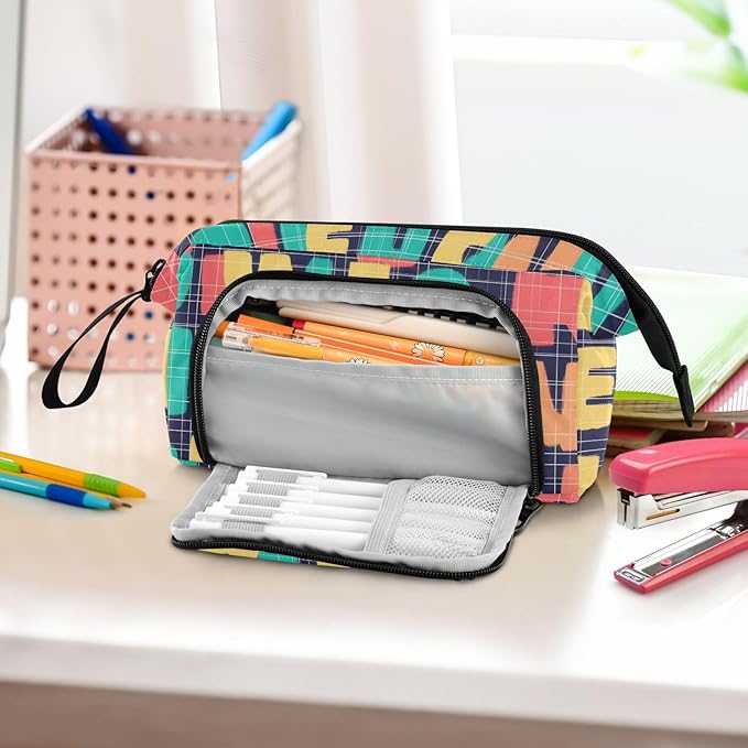 Bolaz Big Capacity Pencil Pen Case Pouch Bag School College Office Organizer - Image 6