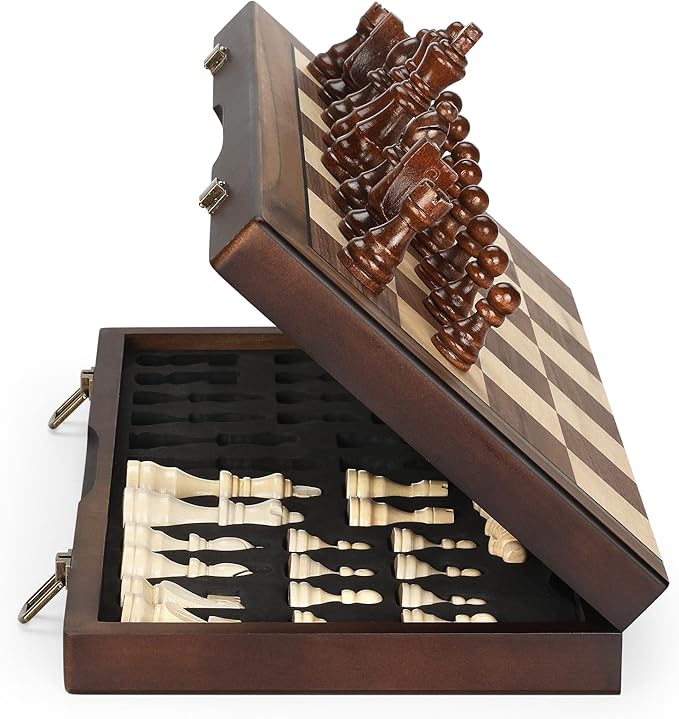Magnetic Wooden Chess Set for Adults Kids 12'' Chess Board by Hurdaos
