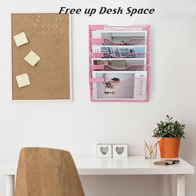 EASEPRES Mail Organizer Wall Mount Hanging File Holder Storage, Metal Chicken - Image 4