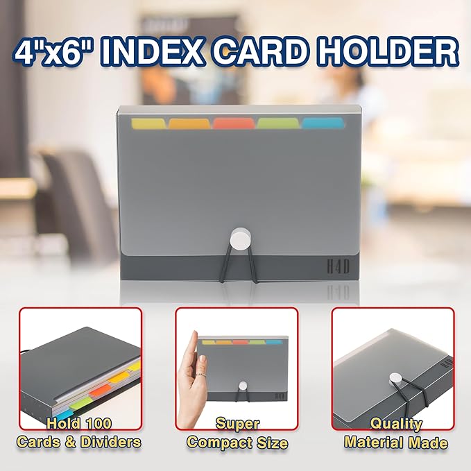 H4D 4x6 Index Card Case with 100 Heavyweight Ruled Index Cards and Dividers - Image 3