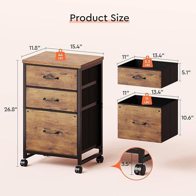 Maihail 3 Drawer Mobile File Cabinet - Image 3