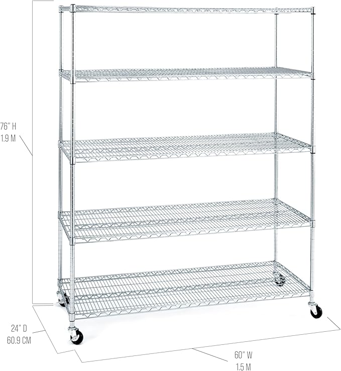 Seville Classics UltraDurable Heavy Duty NSF Solid Steel Wire Rack Storage Unit - Image 5