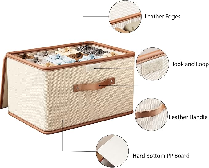 Tuza 4 Pack Storage Bins with Lids, Collapsible Closet Organizer Container - Image 6