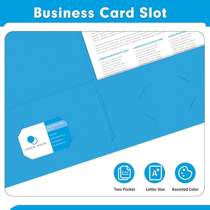 Two Pocket Folders, PANDRI 50 Pack 2 Pocket Folders, Letter Size Paper File - Image 5