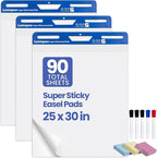Lumspax Sticky Easel Pads 25x30 In, 3 Pack Large Self Stick Flip Chart Paper by Lumspax