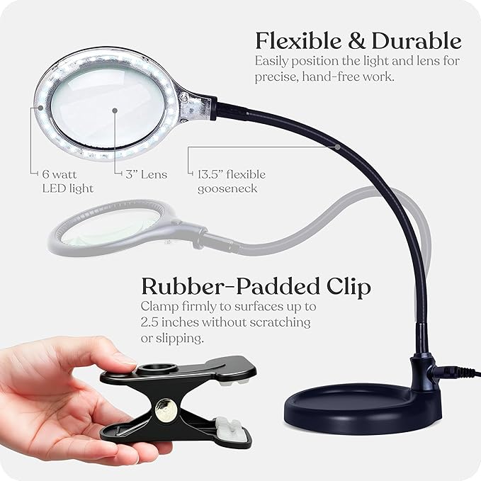 Brightech LightView Pro Flex 2 in 1 Magnifying Desk Lamp, 2.25x Light Magnifier - Image 5