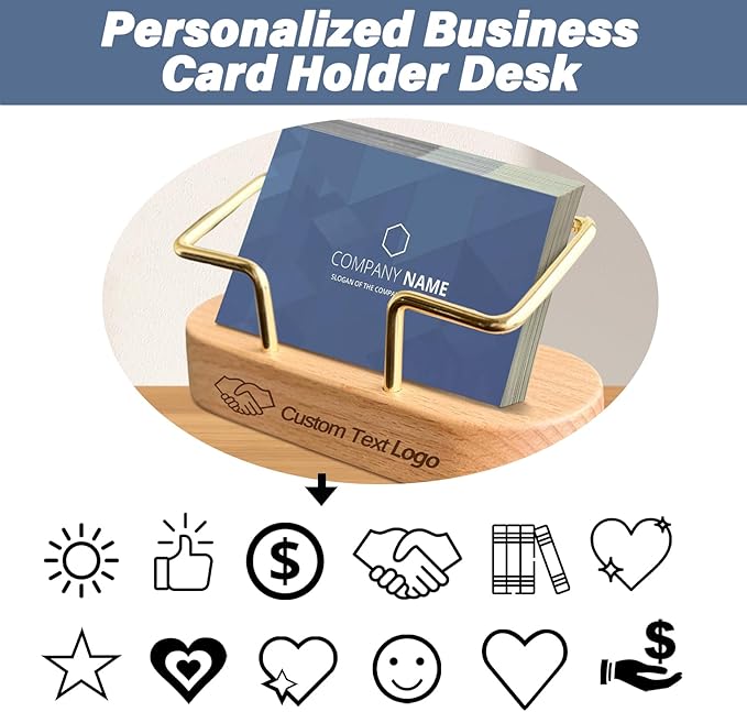 HJX Custom Business Card Holder Desk-Personalized Engraved Wooden Business Card - Image 3