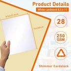 28 Sheets White Shimmer Cardstock 8.5 x 11 Certificate Paper, 92lb Heavyweight - Image 2