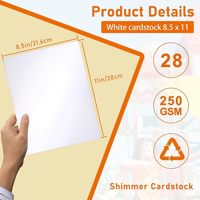 28 Sheets White Shimmer Cardstock 8.5 x 11 Certificate Paper, 92lb Heavyweight - Image 2