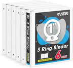 3 Ring Binder 1 Inch, PANDRI 6 Pack 1-Inch Binder Fits Letter Size 8.5'' x 11'' by PANDRI