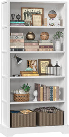 TVU 5-Tier Wooden Book shelf, Floor-Standing Display Bookcase, Farmhouse Style by CreateaBetterLife