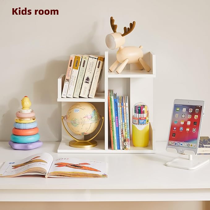 Aibiju Small White Desk Organizer, 2 Tier Tree Cactus Bookshelf, Desktop - Image 2