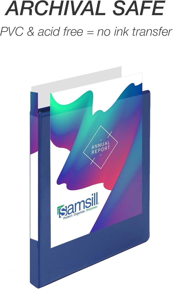 Samsill Durable .5 Inch Binder, Made in the USA, Round Ring Customizable Clear - Image 5