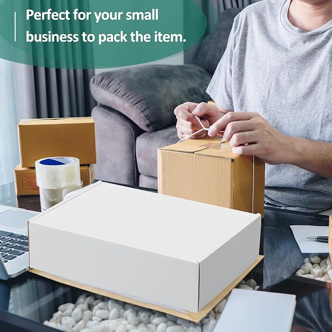Eupako 12x9x3" White Shipping Boxes Corrugated Box Mailers 20 Pack Cardboard - Image 6