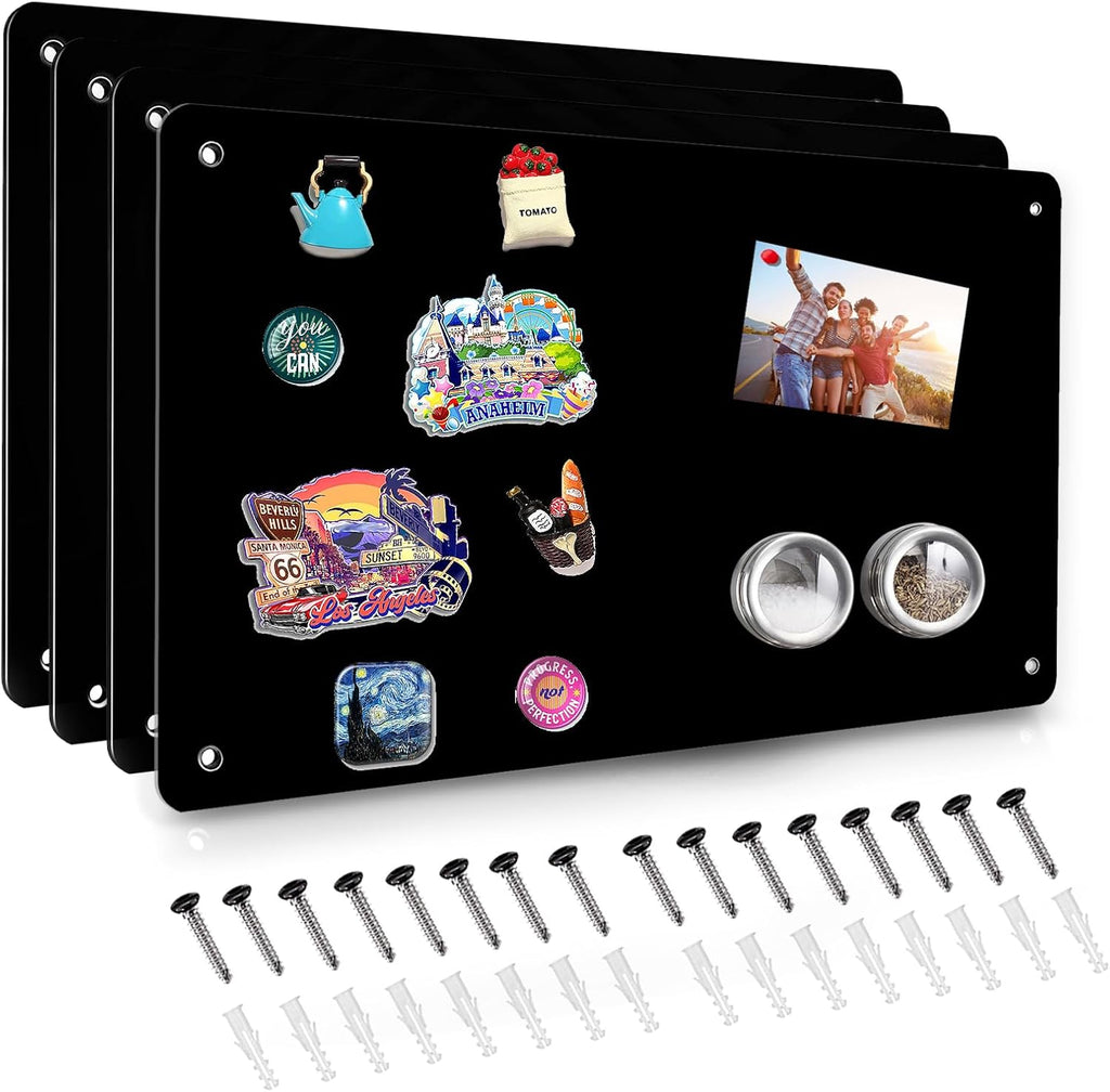 4 Pack Black Magnetic Board, 17.5" x 11.4" Magnet Bulletin Board to Display