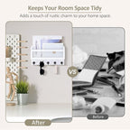 Nekon Mail and Key Holder for Wall Decorative, 11 Inch Wooden Wall Key Organizer - Image 2