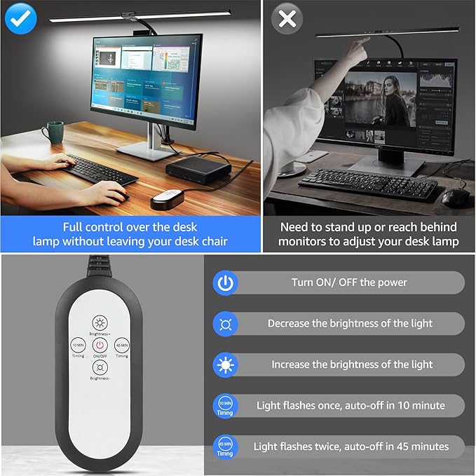 ShineTech LED Desk Lamp for Home Office, 5000K Bright Double Head Architect - Image 8