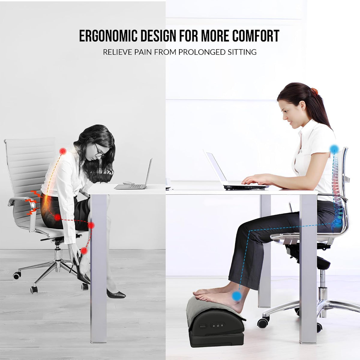 Snailax Foot Rest Under Desk, Heated Footrest with Vibration, Feet Warmer