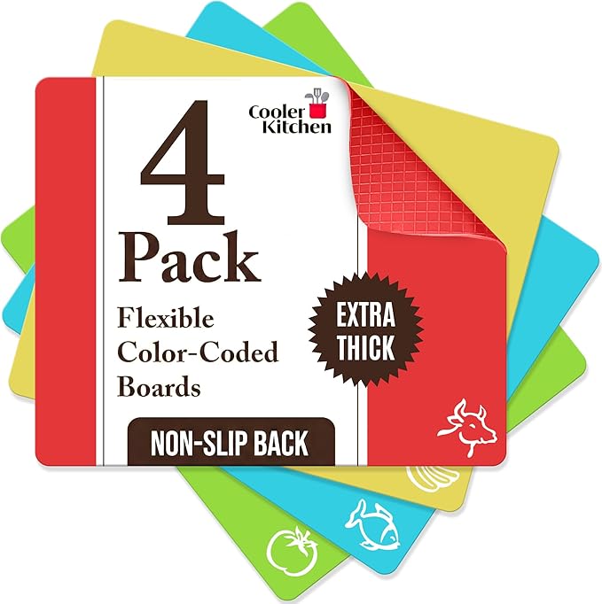 Cooler Kitchen 4 Piece Flexible Plastic Cutting Boards by CoolerKitchen
