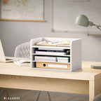 Ballucci File Organizer, 4-Tier Office Desk Organizer, Open Top Wood Paper - Image 6