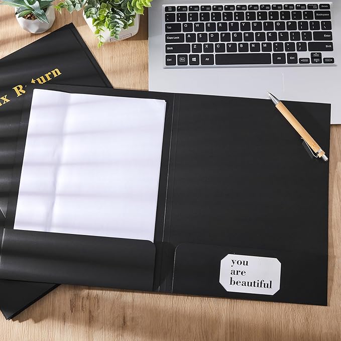Harloon 40 Pcs Tax Return Folders 12 x 9 Inches 2 Pocket Folders Bulk Gold Foil - Image 4