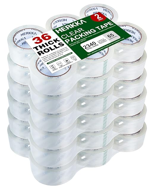 HERKKA Clear Packing Tape, 36 Rolls Heavy Duty Packaging Tape by HERKKA