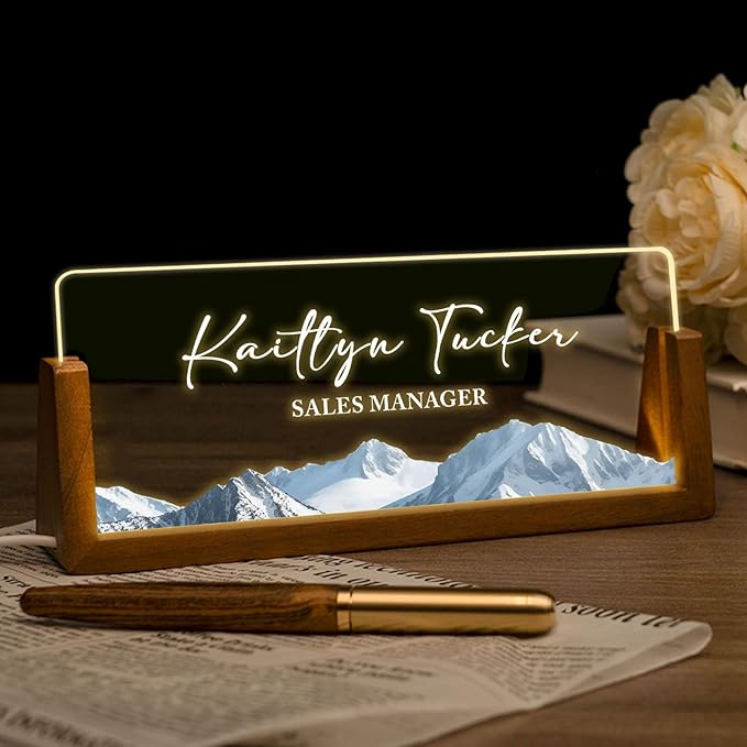 Desk Name Plate Personalized, Custom Office Light Up Name Plate by Ueedklaayy